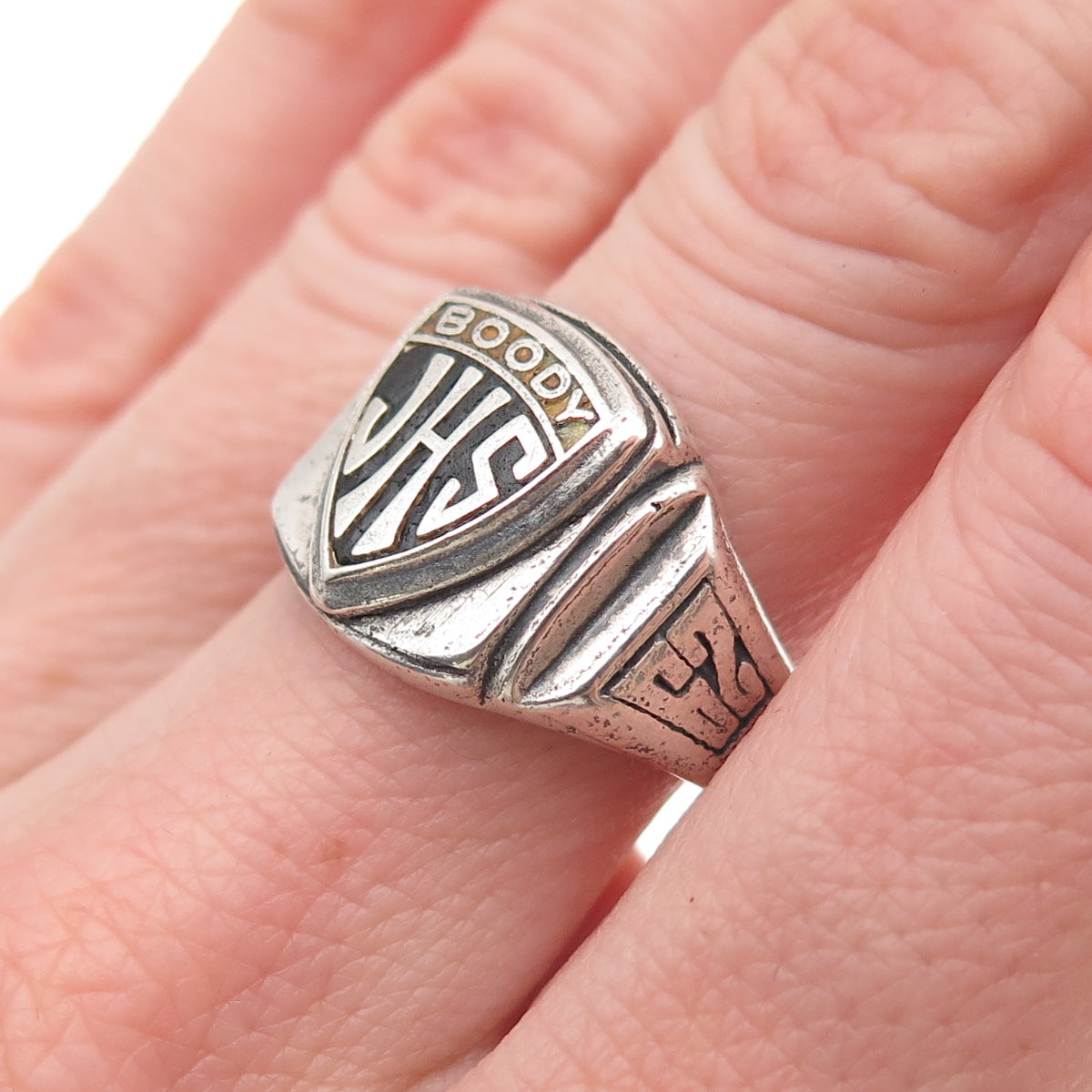 925 Sterling Silver Vintage 1962 Enamel Boody JH School Ring Size 7