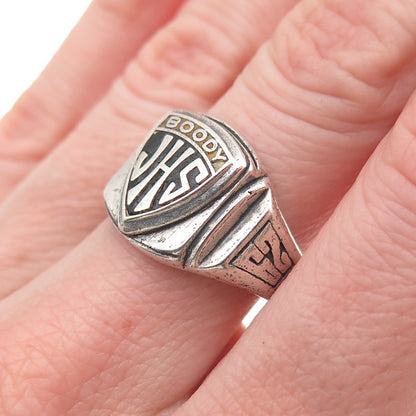 925 Sterling Silver Vintage 1962 Enamel Boody JH School Ring Size 7