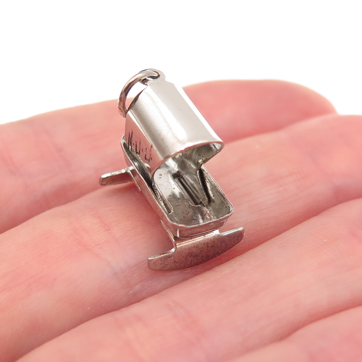 925 Sterling Silver Antique Art Deco Baby Cradle Oxidized 3D Charm Pendant