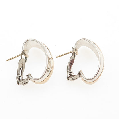 KEITH 925 Sterling Silver 14K Gold Vintage Modernist Omega Back Earrings