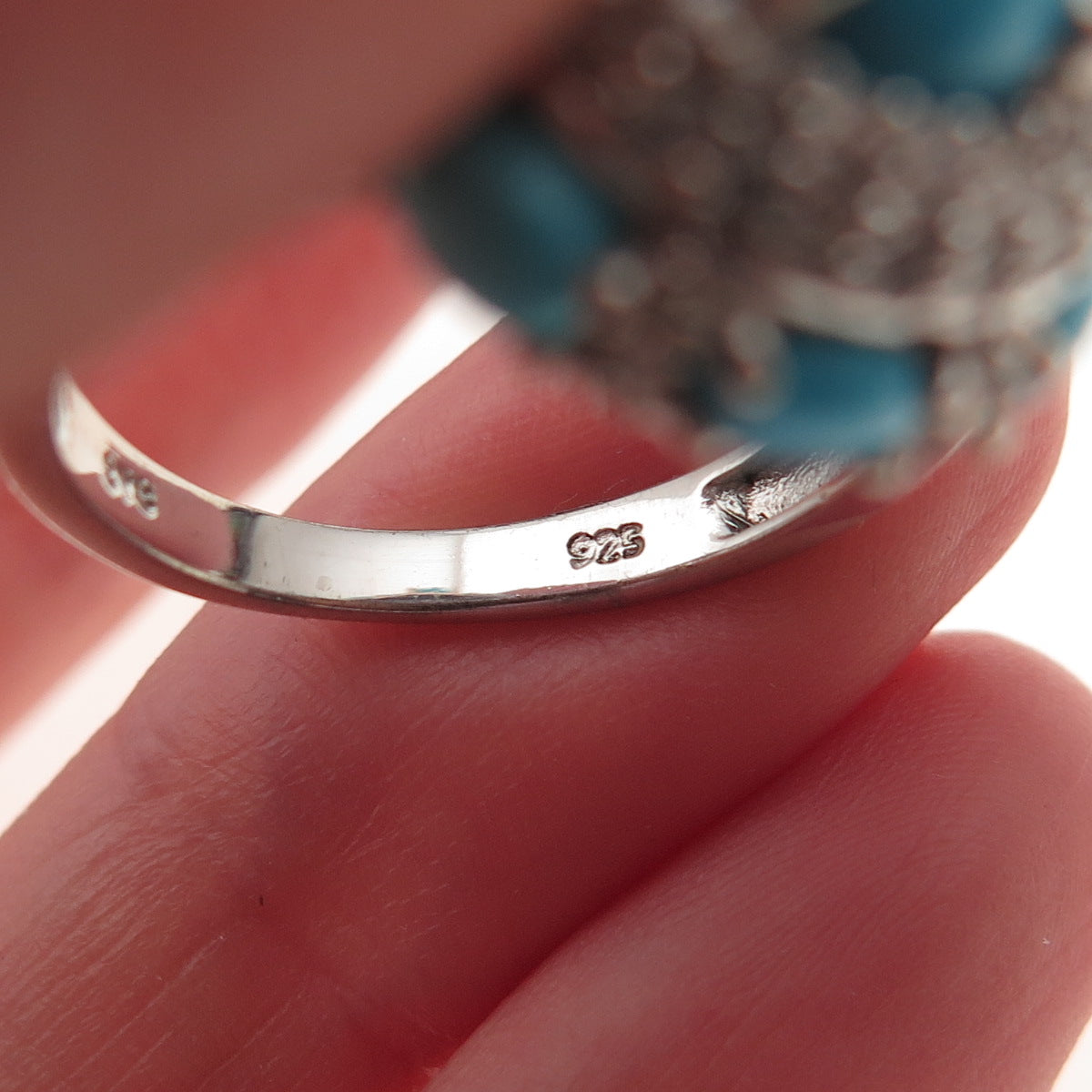 Chuck Clemency Sterling Silver Real Sleeping Beauty Turquoise Topaz Ring Size 8
