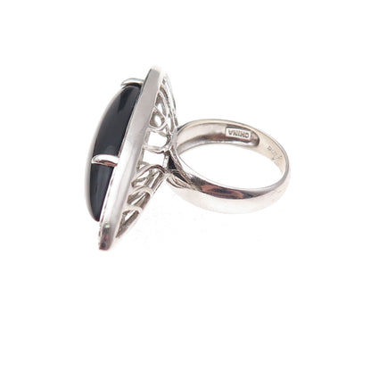 Clyde Duneier 925 Sterling Real Black Onyx & White Topaz Statement Ring Size 6