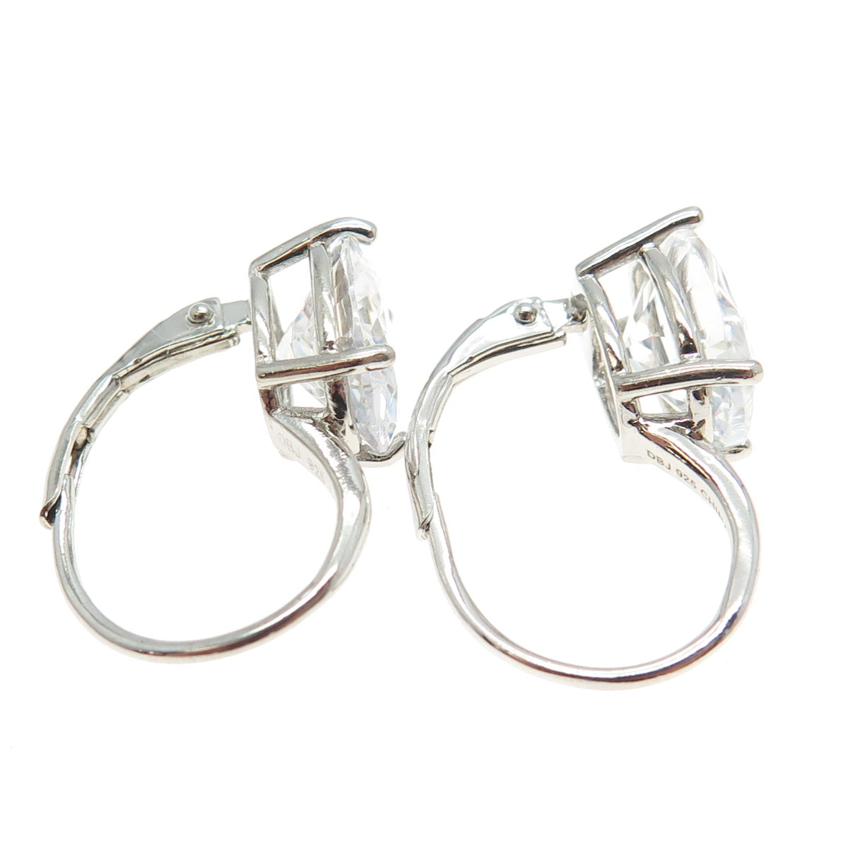 925 Sterling Silver Oval-Cut C Z Earrings