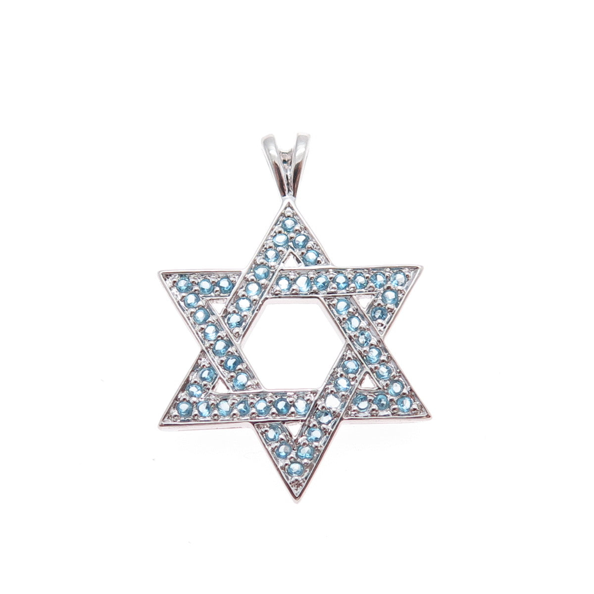 UNCAS 925 Sterling Silver Round-Cut Blue C Z Star of David Charm Pendant