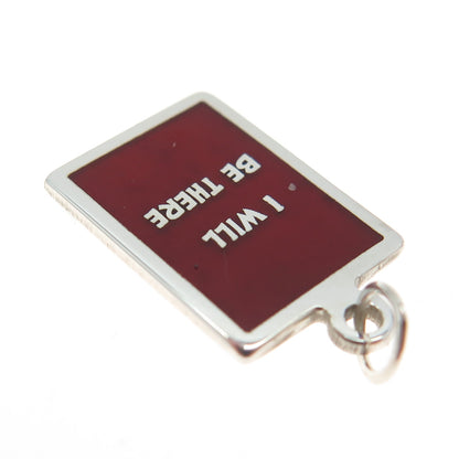 925 Sterling Silver Red Enamel "I Will Be There" Minimalist Charm Pendant