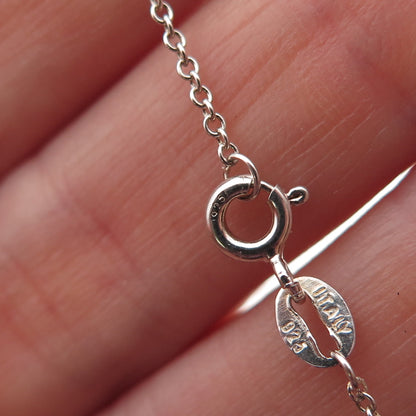 925 Sterling Silver Vintage Oval Tag Cable Chain Necklace 18"