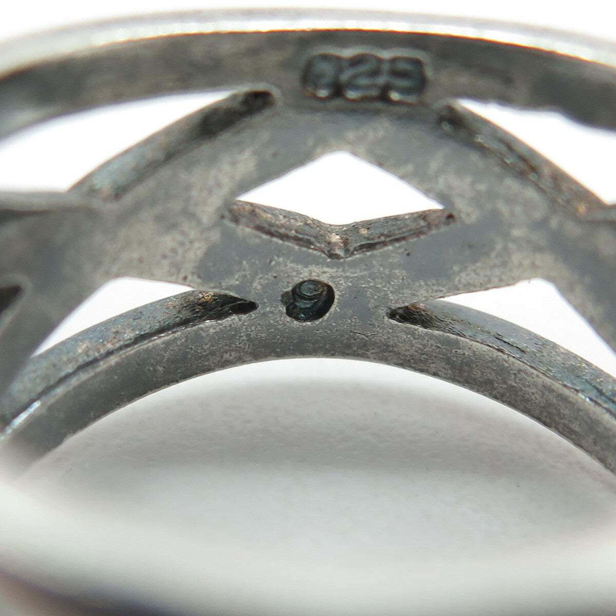 925 Sterling Silver Vintage Crisscross Oxidized Ring Size 9