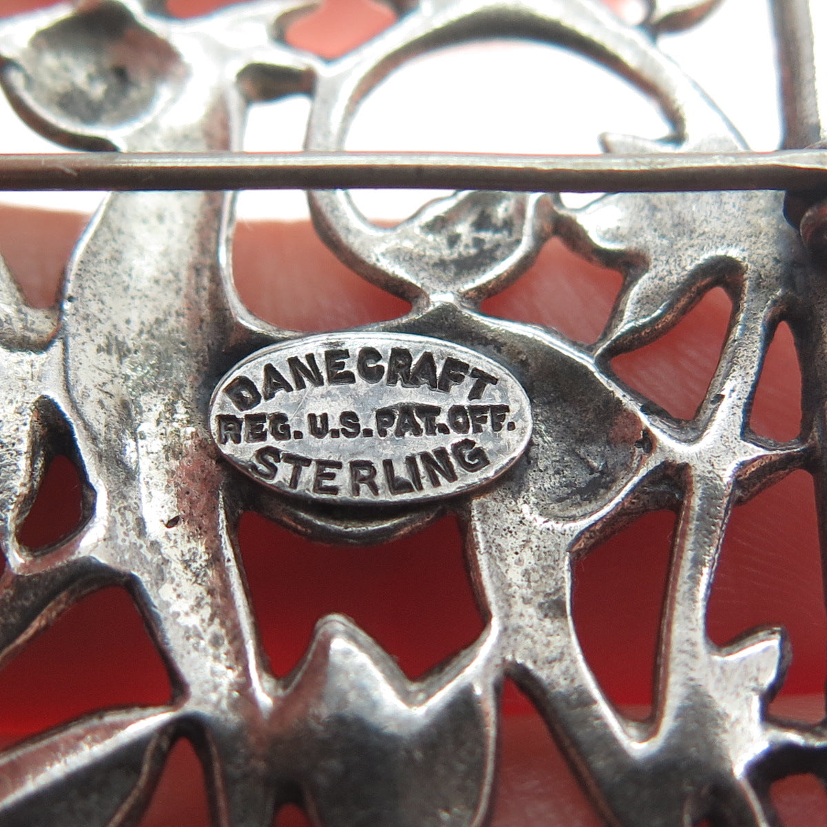 DANECRAFT 925 Sterling Silver Vintage Deer Floral Oxidized Pin Brooch