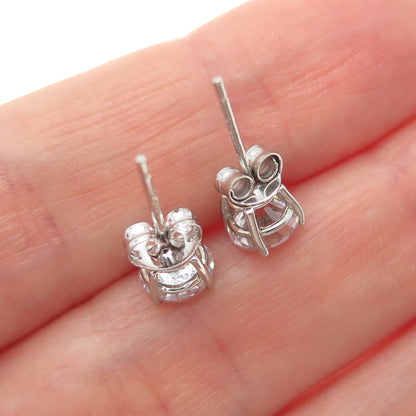 DBJ DEE BERKLE 925 Sterling Silver Round-Cut C Z Stud Earrings