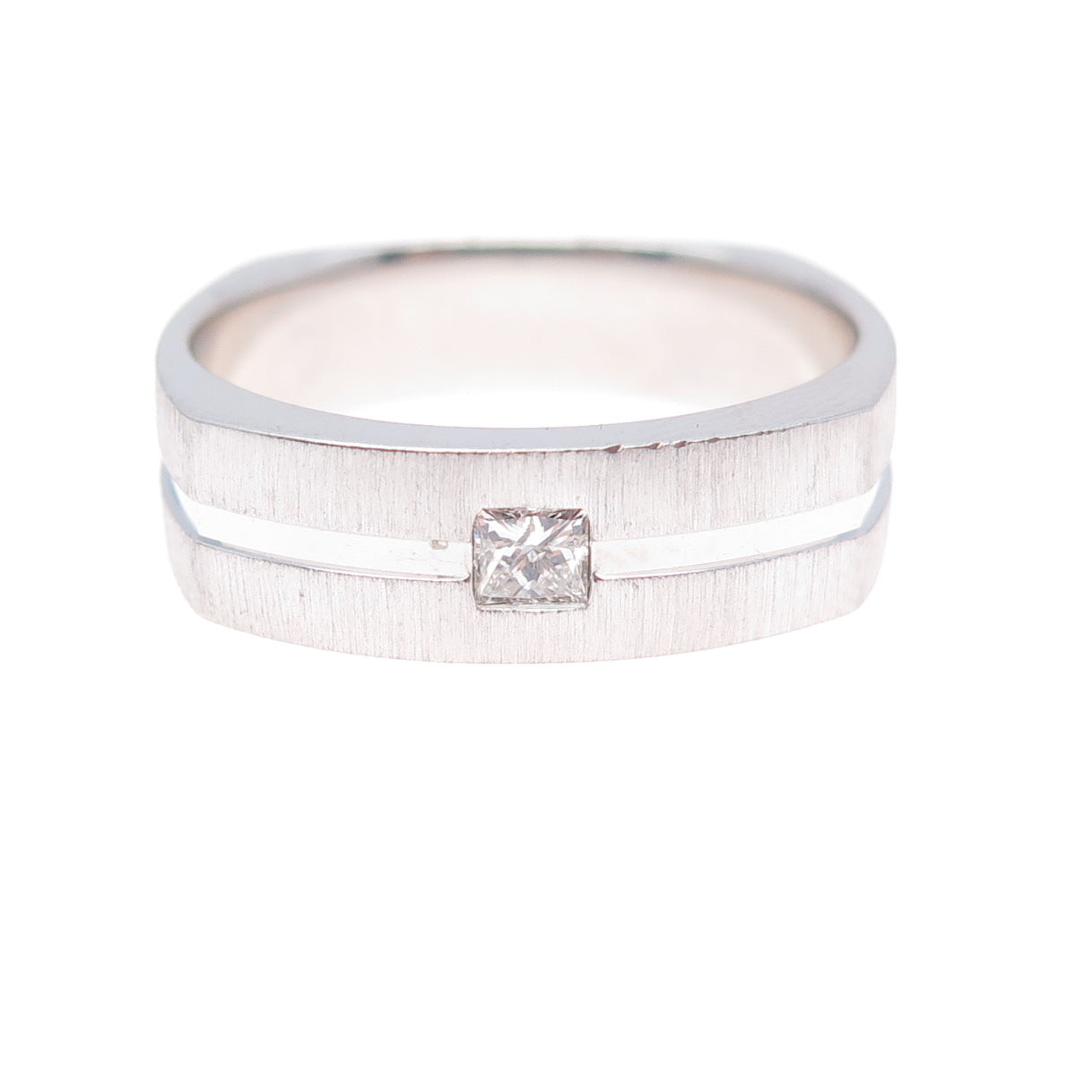 925 Sterling Silver Princess-Cut C Z Modernist Band Ring Size 10.5