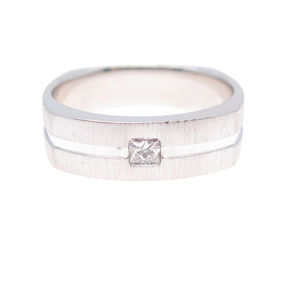 925 Sterling Silver Princess-Cut C Z Modernist Band Ring Size 10.5