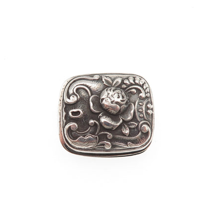Gorham 925 Sterling Silver Antique Art Deco Floral Oxidized Clip Button #209