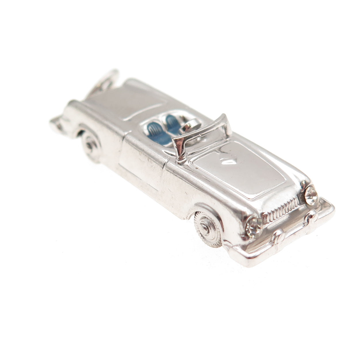 AE Art's Elegance 925 Sterling Vintage Enamel Convertible Car Movable 3D Pendant