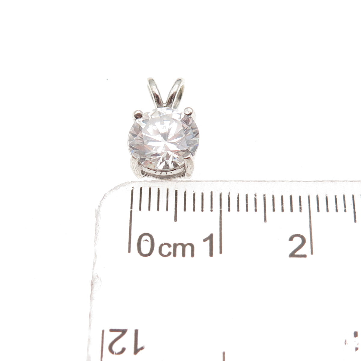 925 Sterling Silver Round-Cut C Z Mini Charm Pendant