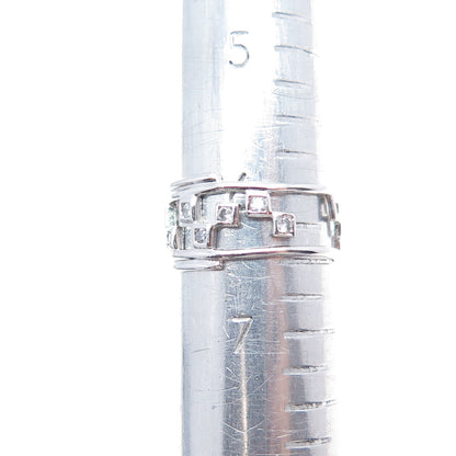 925 Sterling Silver Round-Cut C Z Modernist Checkmate Ring Size 6.5