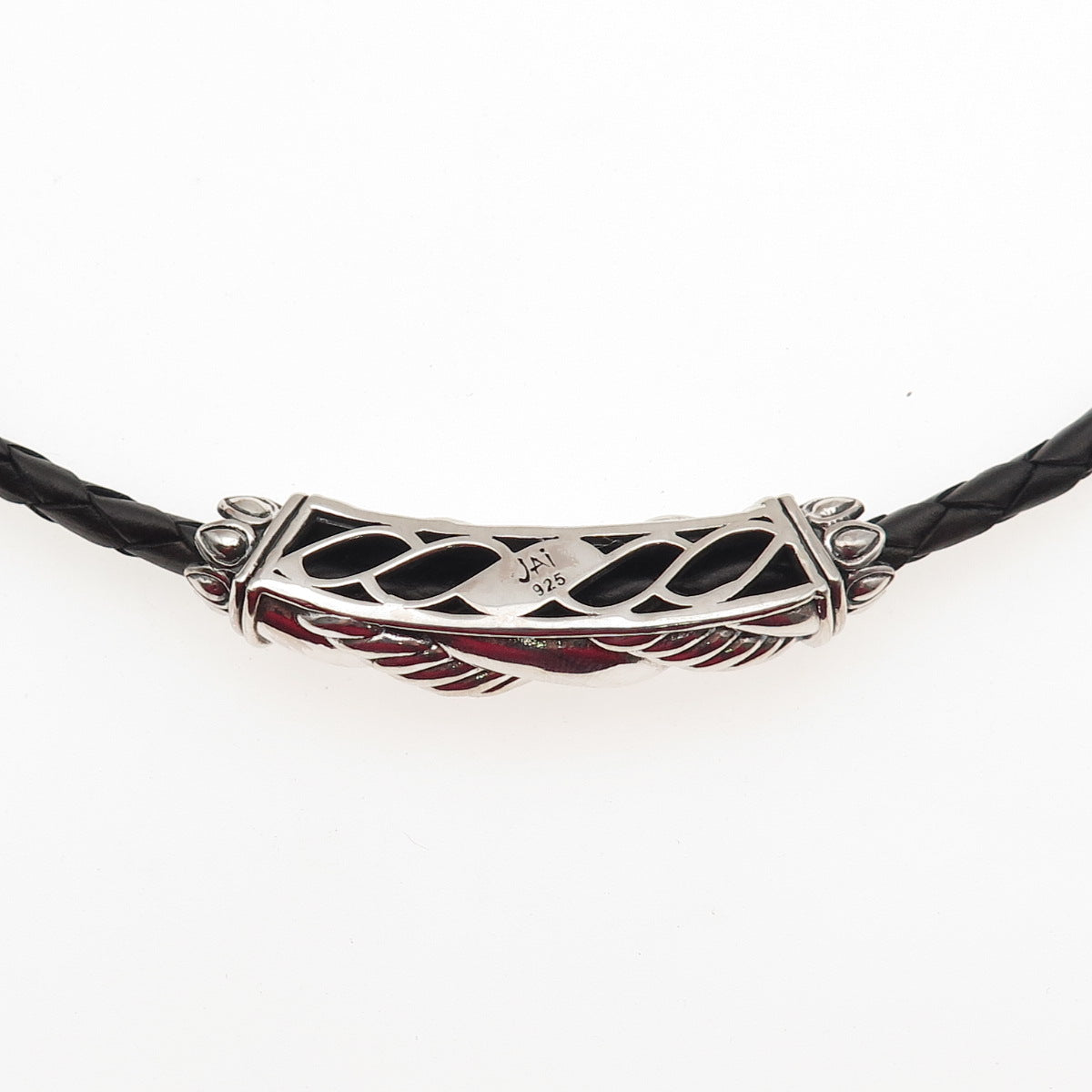 JAI by John Hardy Sterling Silver Leather Cord Twisted Pendant Necklace 16-18"