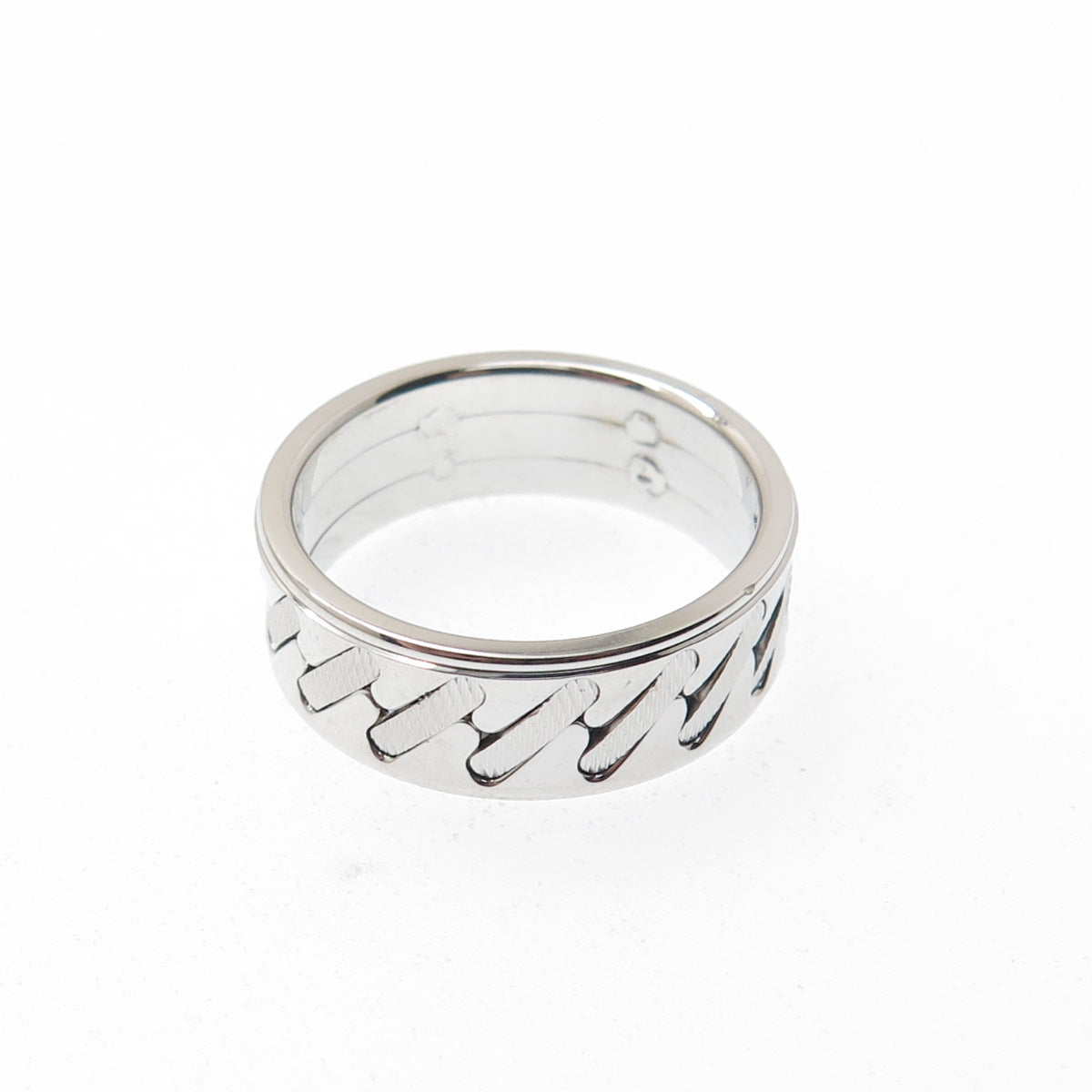 NEOS 925 Sterling Silver Textured Sewing Stitches Band Ring Size 10