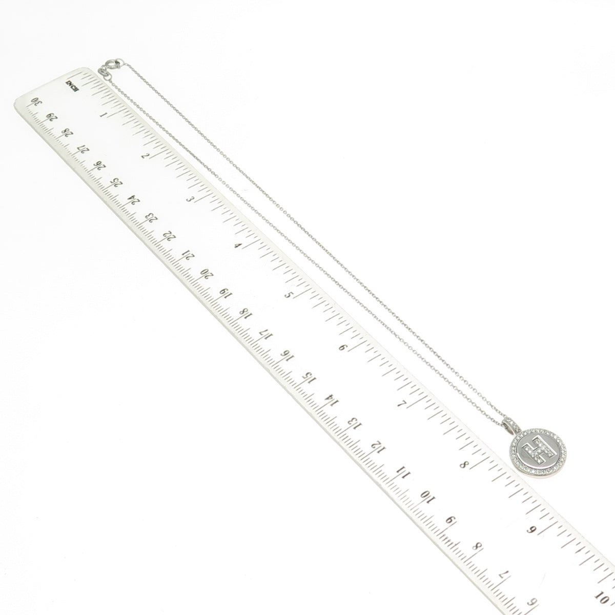 925 Sterling Silver Italy Pave C Z Letter "H" Initial Cable Chain Necklace 16"