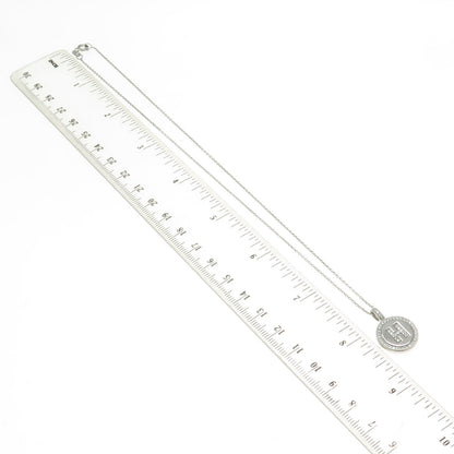 925 Sterling Silver Italy Pave C Z Letter "H" Initial Cable Chain Necklace 16"