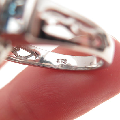 Chuck Clemency 925 Sterling Turquoise Blue White Topaz Black Spinel Ring Size 8