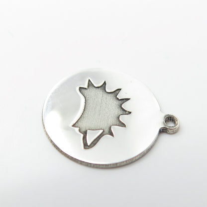 925 Sterling Silver USA Two In Town Porcupine Charm Pendant