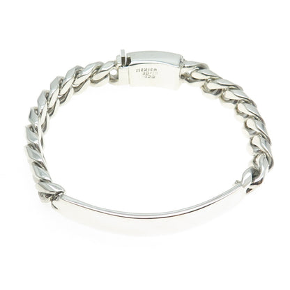925 Sterling Silver Vintage Mexico Solid 82.2g Cuban Link ID Bracelet 8.5"