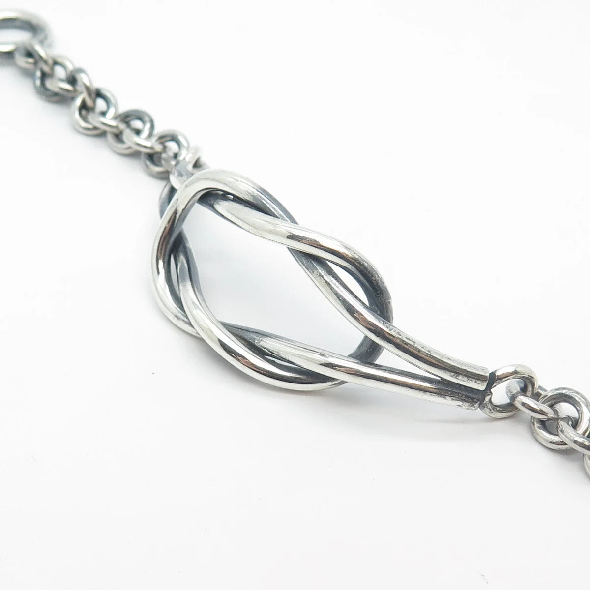 925 Sterling Silver Vintage Knot Rolo Link Bracelet 6.25"