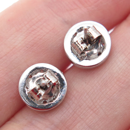 925 Sterling Silver Round-Cut Shaped C Z Sparkle Stud Earrings