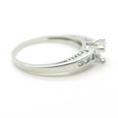 925 Sterling Silver Round-Cut Shaped C Z Engagement Ring Size 8.75