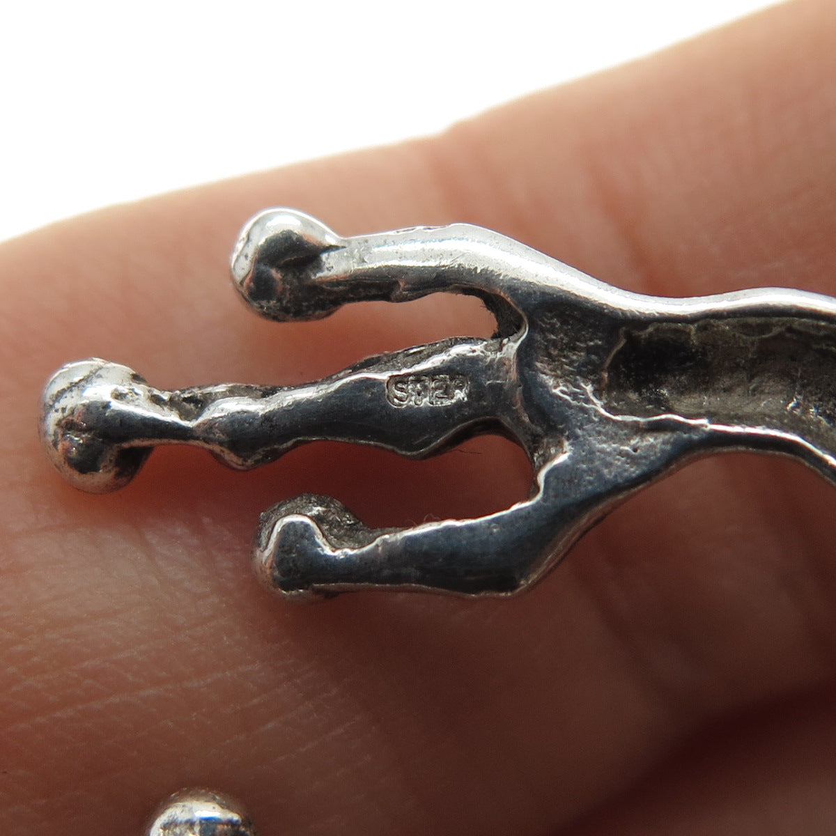 925 Sterling Silver Vintage Frog For Good Luck Oxidized Pin Brooch