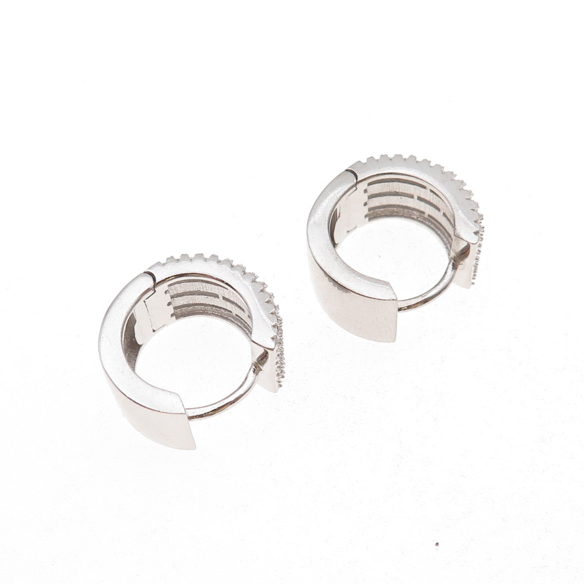 925 Sterling Silver Round-Cut C Z 4-Row Hoop Earrings