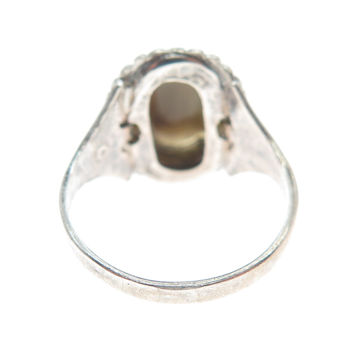 L. S. PETERSON CO. 925 Sterling Silver Vintage Real Tiger Eye Beaded Ring Size 7