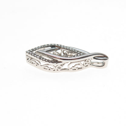 925 Sterling Silver Real Diamond Accent Interlocked Slide Charm Pendant