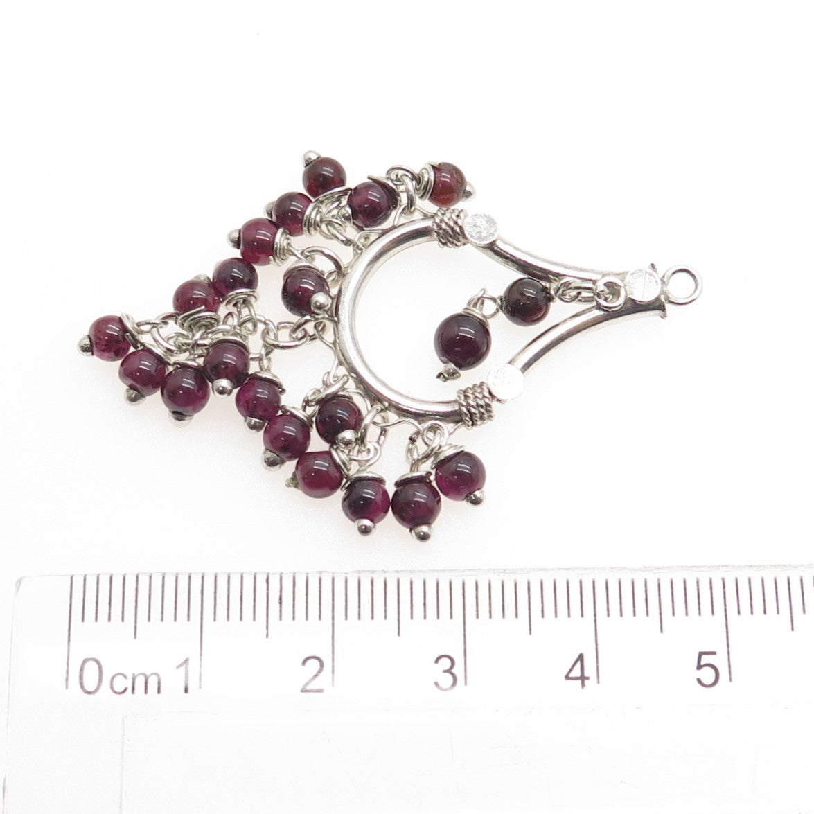 925 Sterling Silver Vintage Real Tourmaline Beads Dangle Pendant