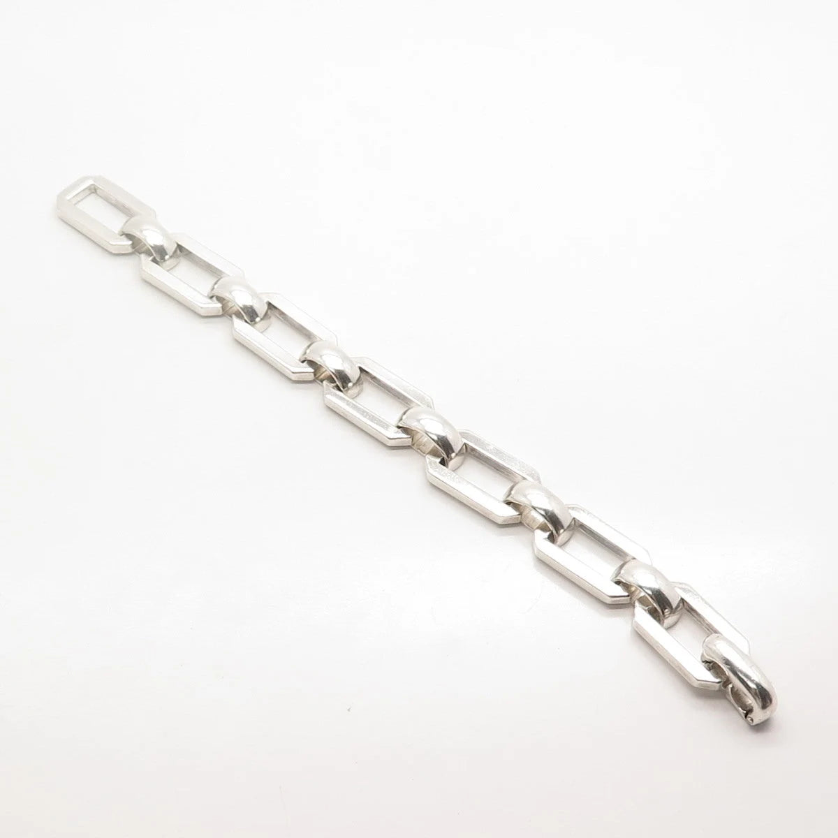 925 Sterling Silver Vintage Modernist Link Bracelet 6.25"
