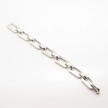 925 Sterling Silver Vintage Modernist Link Bracelet 6.25"