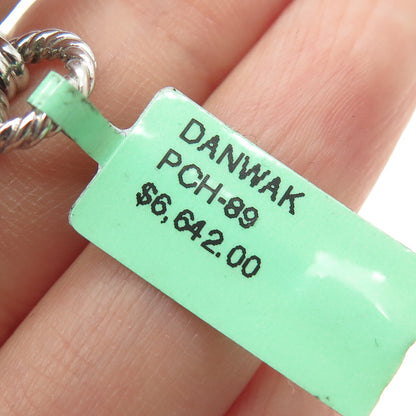 DANWAK 18K Gold Sterling 7-Diamond 0.07ct & Smoky Quartz 17.27ct Necklace 16"