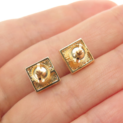 925 Sterling Silver Gold Plated Round-Cut C Z Stud Earrings