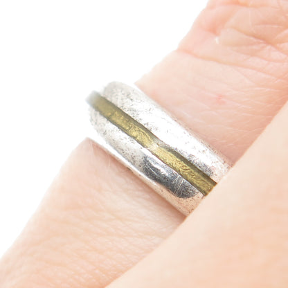 925 Sterling Silver Vintage Enamel Wedding Band Ring Size 5