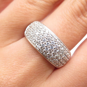 925 Sterling Silver Round-Cut C Z Sparkle Ring Size 6.75