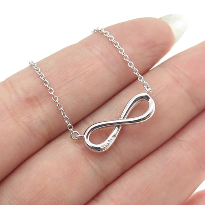 SUN 925 Sterling Silver Italy Real Diamond Infinity Cable Chain Necklace 16-18"