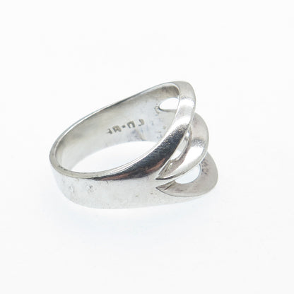 925 Sterling Silver Vintage Mexico Modernist Ring Size 7.75