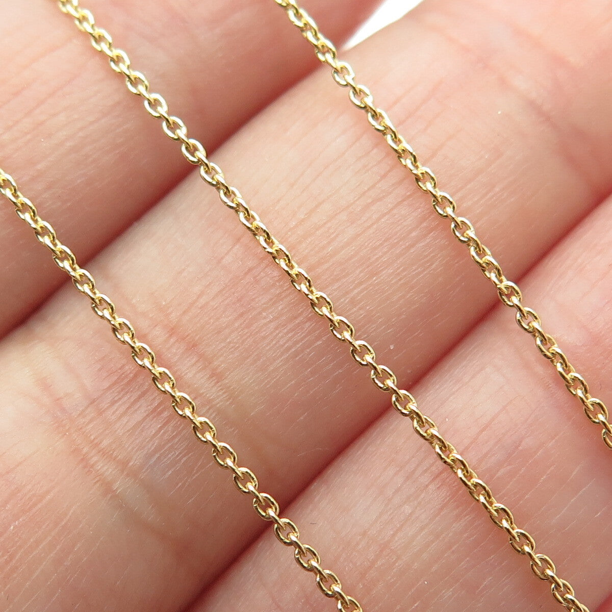 925 Sterling Silver Gold Plated Italy Cable Chain Necklace 14-15"