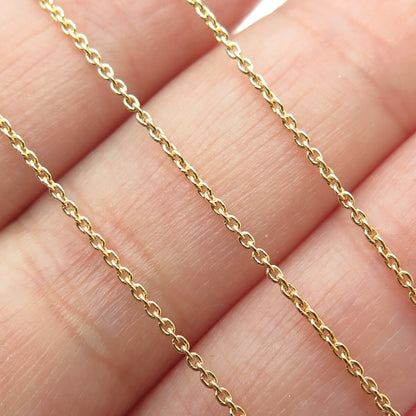 925 Sterling Silver Gold Plated Italy Cable Chain Necklace 14-15"