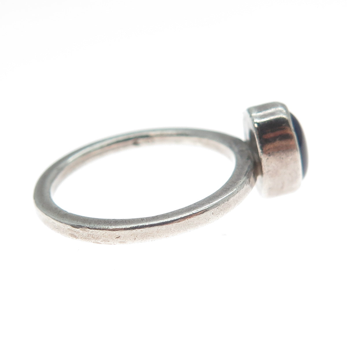 SHUBE 925 Sterling Silver Vintage Real Cabochon Amethyst Oxidized Ring Size 7