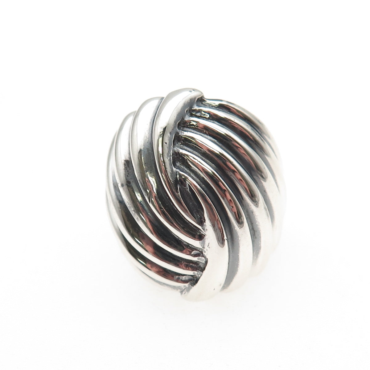 925 Sterling Silver Vintage Modernist Yin Yang Oxidized Ring Size 5