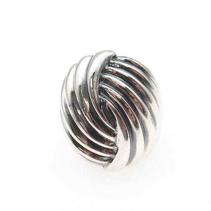 925 Sterling Silver Vintage Modernist Yin Yang Oxidized Ring Size 5