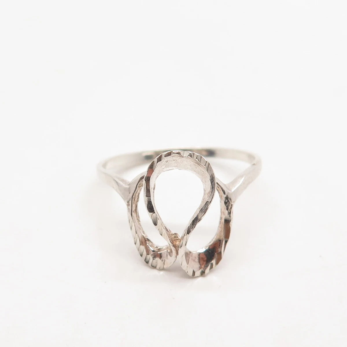 925 Sterling Silver Vintage Textured Modernist Ring Size 6.75