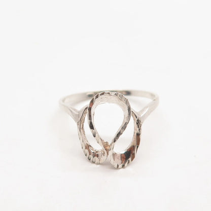 925 Sterling Silver Vintage Textured Modernist Ring Size 6.75