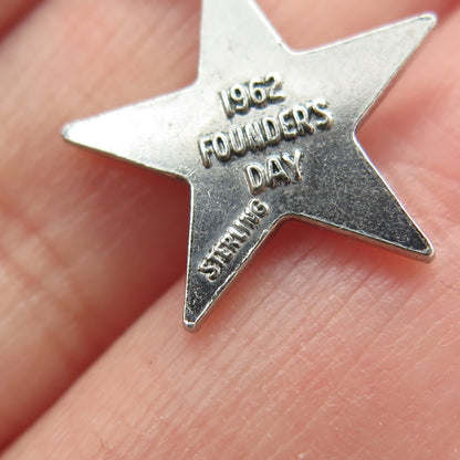 925 Sterling Silver Vintage 1962 Founders Day Beta Sigma Phi Star Charm Pendant